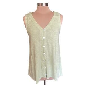 Soft Surroundings Pale Green Tunic Length Tank Top MEDIUM Button Adorned Summer